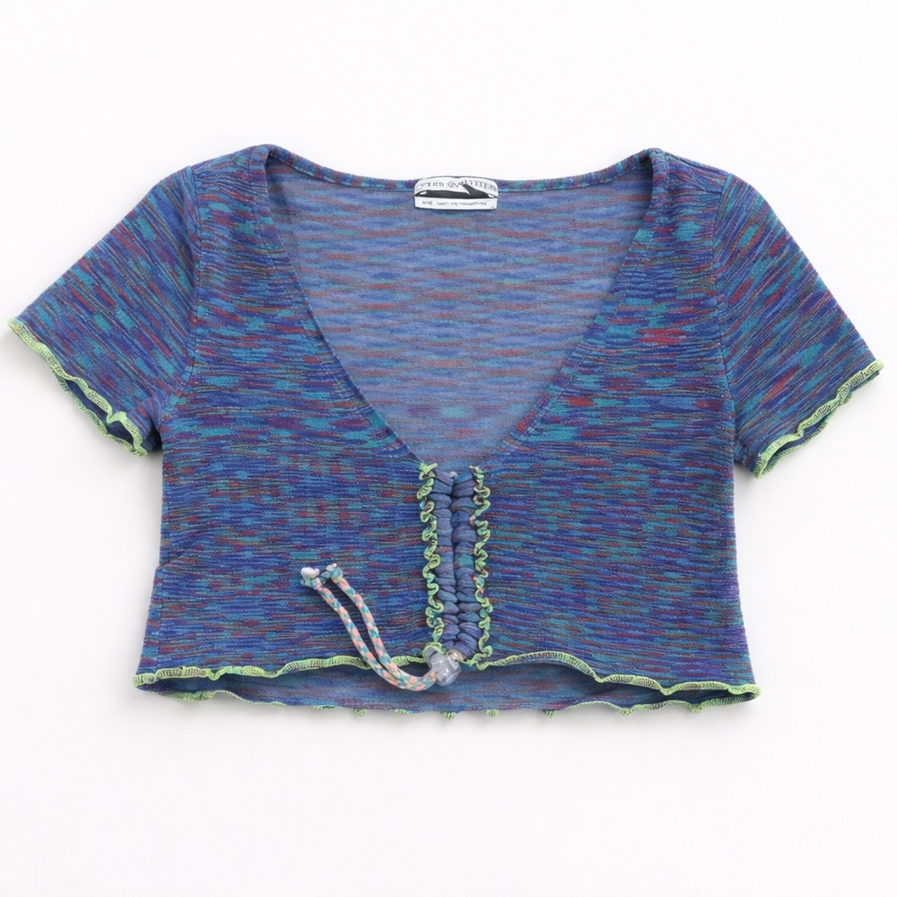Urban Outfitters Teal Blue Y2K Knit Cropped Top